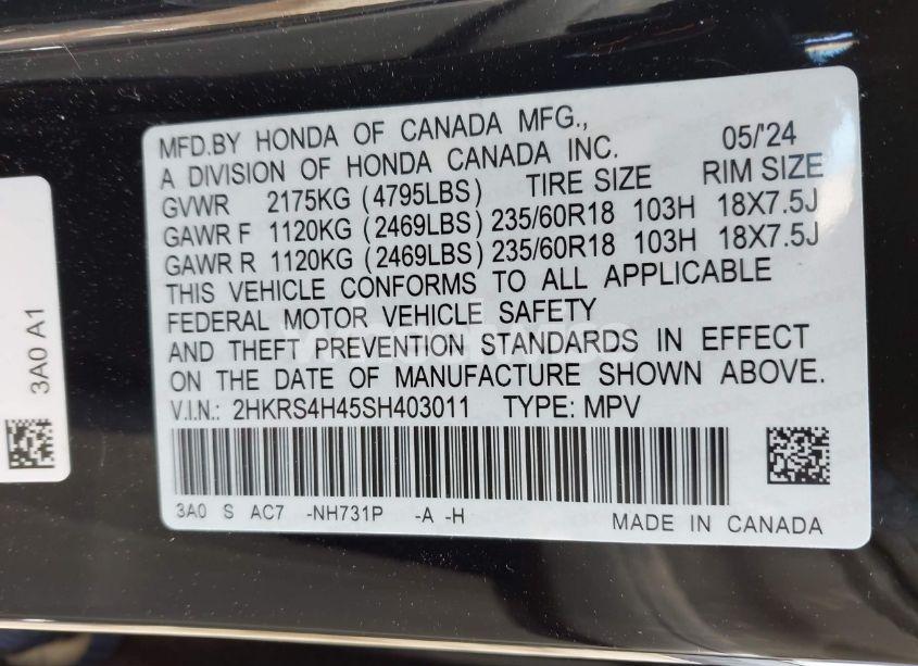 Photo 9 of 2025 Honda Cr-v EX AWD (VIN 2HKRS4H45SH403011)