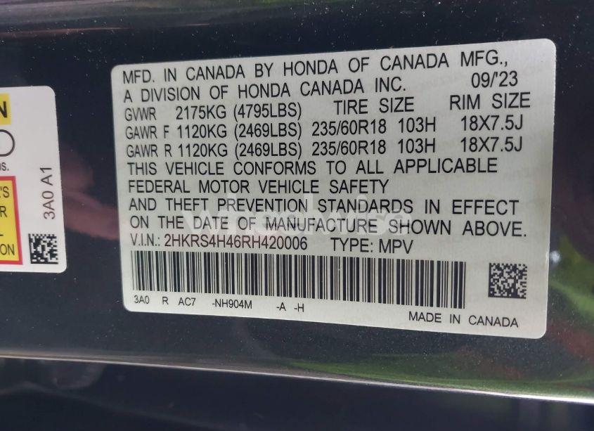 Photo 9 of 2024 Honda Cr-v EX AWD (VIN 2HKRS4H46RH420006)