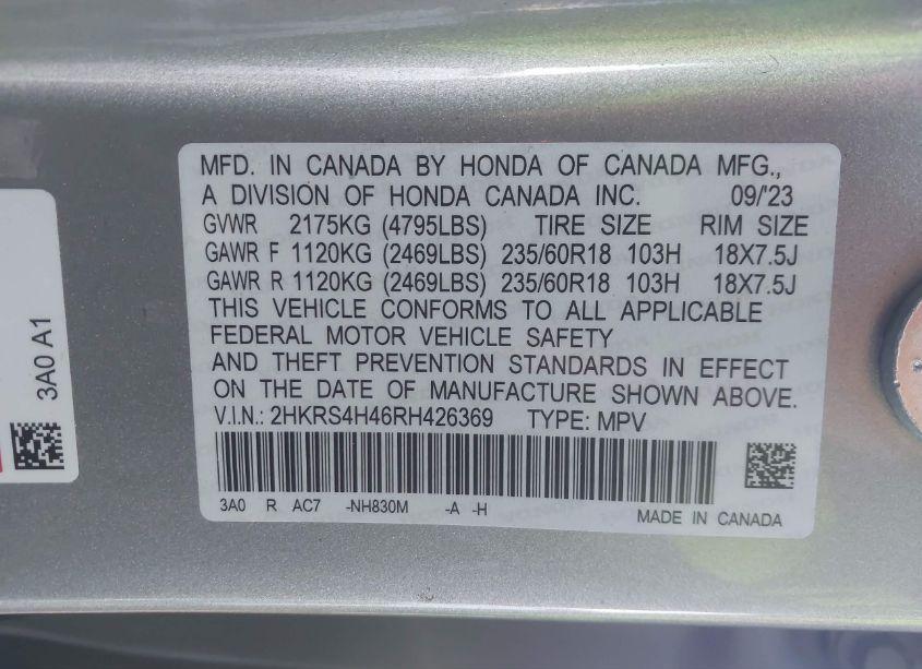 Photo 9 of 2024 Honda Cr-v EX AWD (VIN 2HKRS4H46RH426369)