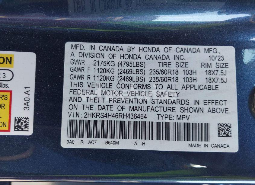 Photo 9 of 2024 Honda Cr-v EX AWD (VIN 2HKRS4H46RH436464)