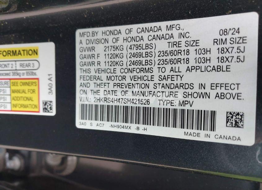Photo 9 of 2025 Honda Cr-v EX AWD (VIN 2HKRS4H47SH421526)