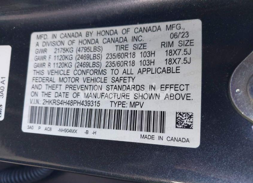 Photo 9 of 2023 Honda Cr-v EX AWD (VIN 2HKRS4H48PH439315)