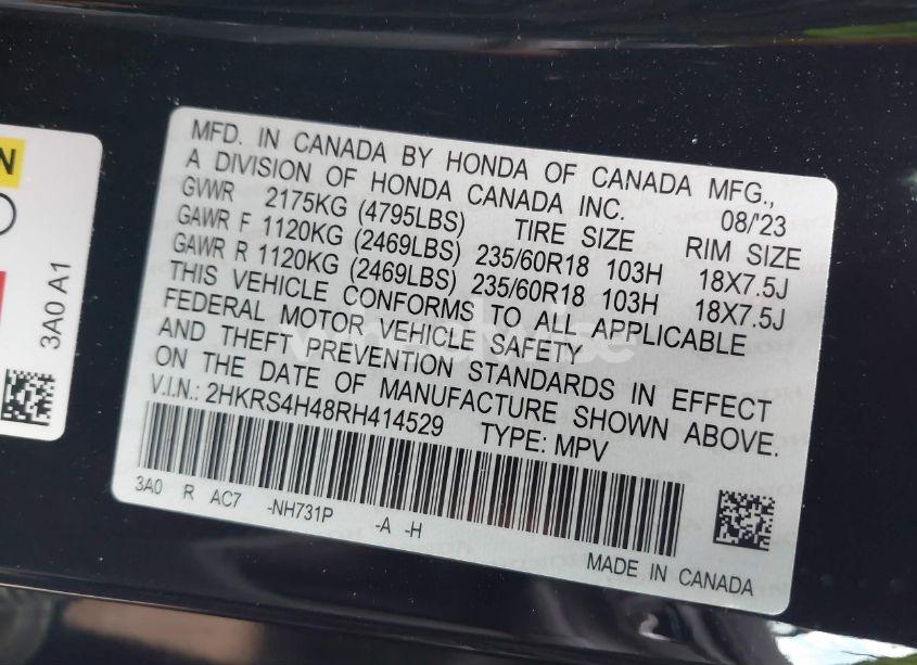 Photo 9 of 2024 Honda Cr-v EX AWD (VIN 2HKRS4H48RH414529)