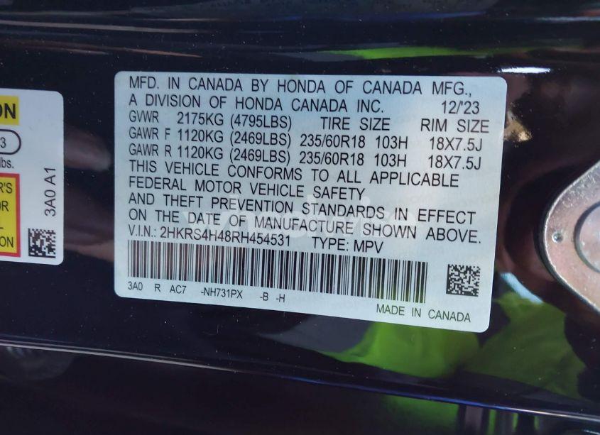 Photo 9 of 2024 Honda Cr-v EX AWD (VIN 2HKRS4H48RH454531)