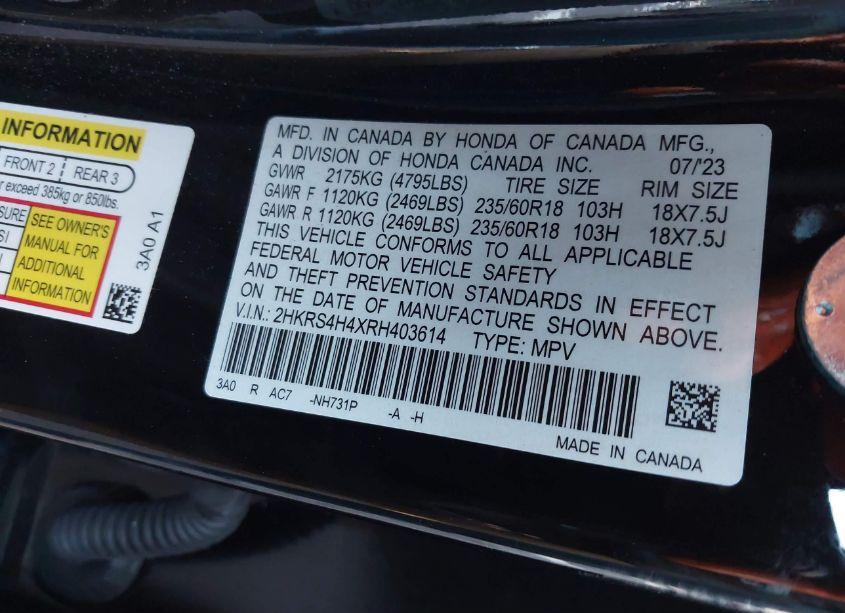 Photo 9 of 2024 Honda Cr-v EX AWD (VIN 2HKRS4H4XRH403614)