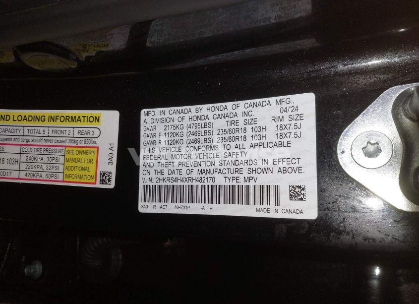 Photo 9 of 2024 Honda Cr-v EX AWD (VIN 2HKRS4H4XRH482170)