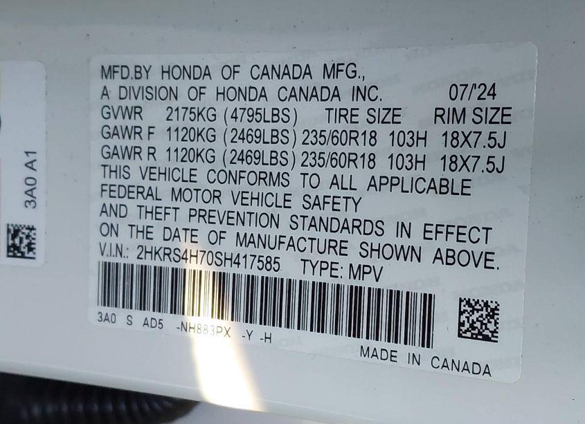 Photo 9 of 2025 Honda Cr-v EX-L AWD (VIN 2HKRS4H70SH417585)