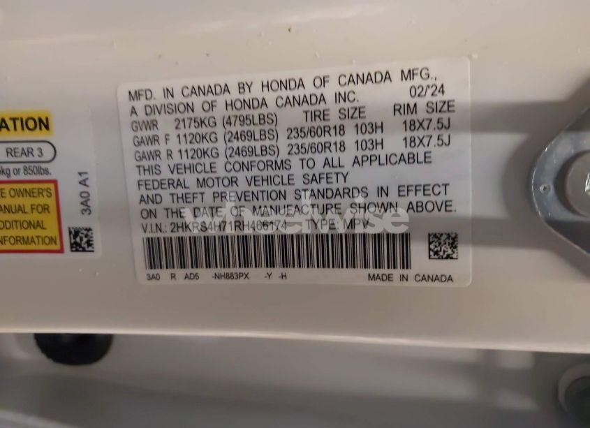 Photo 9 of 2024 Honda Cr-v EX-L AWD (VIN 2HKRS4H71RH466174)