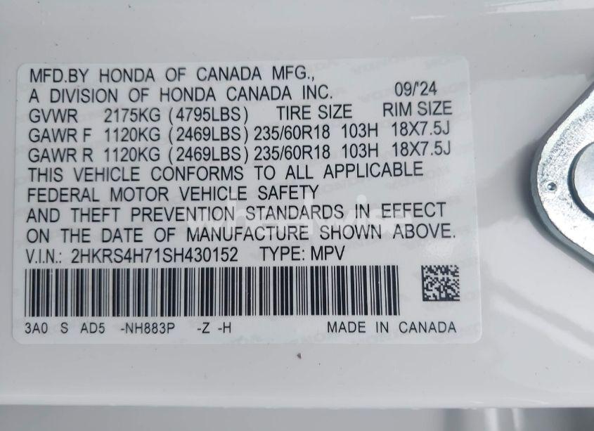 Photo 9 of 2025 Honda Cr-v EX-L AWD (VIN 2HKRS4H71SH430152)