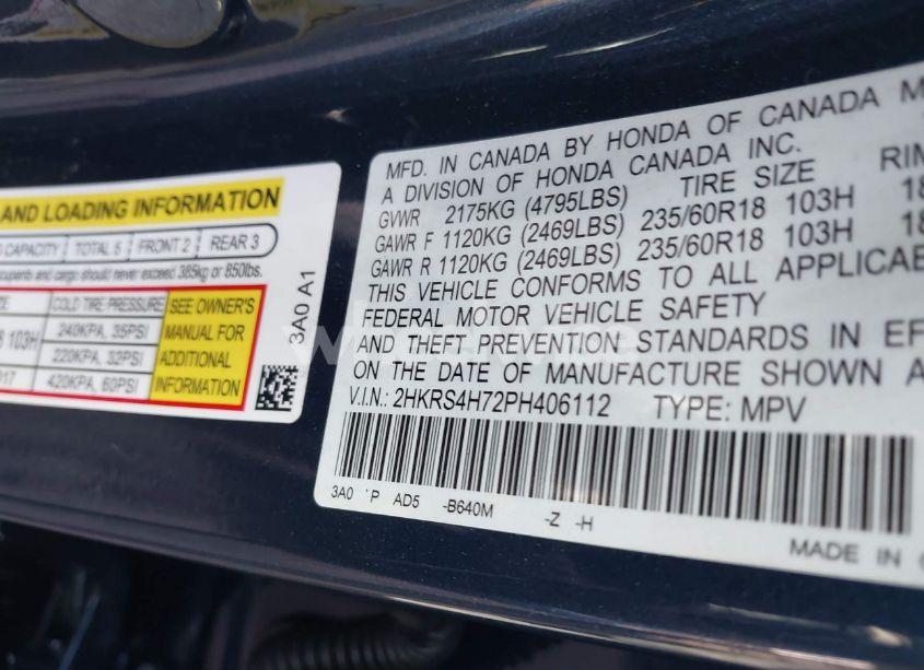 Photo 9 of 2023 Honda Cr-v EX-L AWD (VIN 2HKRS4H72PH406112)