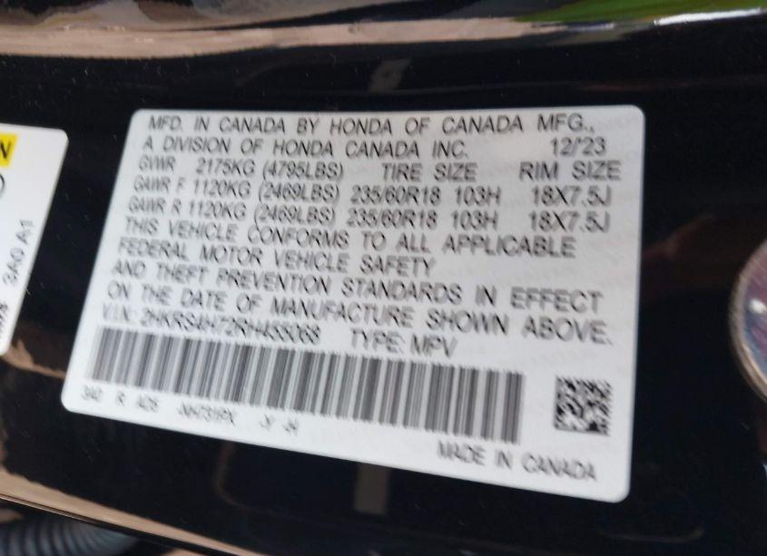 Photo 9 of 2024 Honda Cr-v EX-L AWD (VIN 2HKRS4H72RH455068)