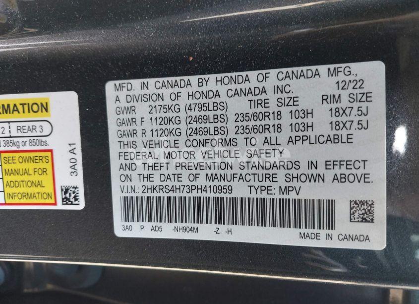 Photo 9 of 2023 Honda Cr-v EX-L AWD (VIN 2HKRS4H73PH410959)