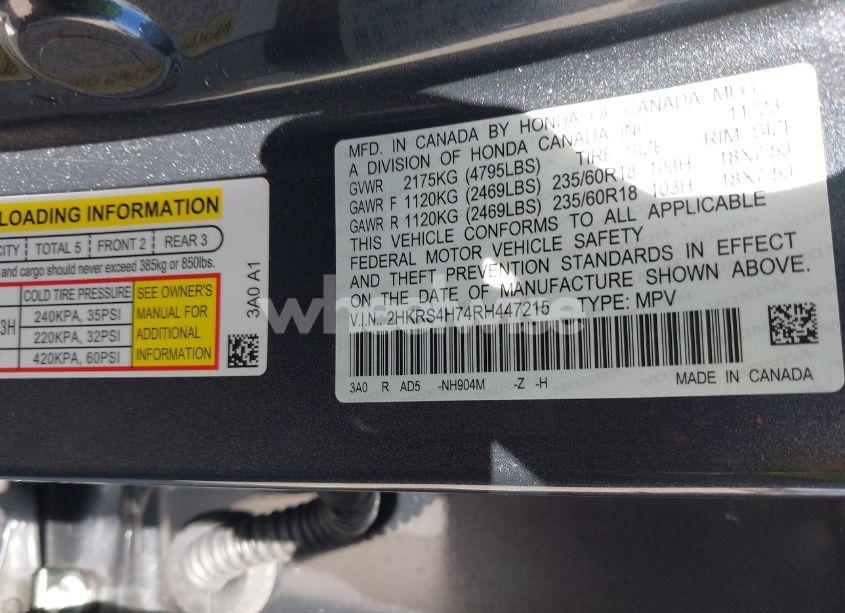 Photo 9 of 2024 Honda Cr-v EX-L AWD (VIN 2HKRS4H74RH447215)