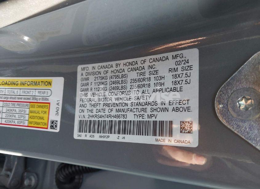 Photo 9 of 2024 Honda Cr-v EX-L AWD (VIN 2HKRS4H74RH466783)