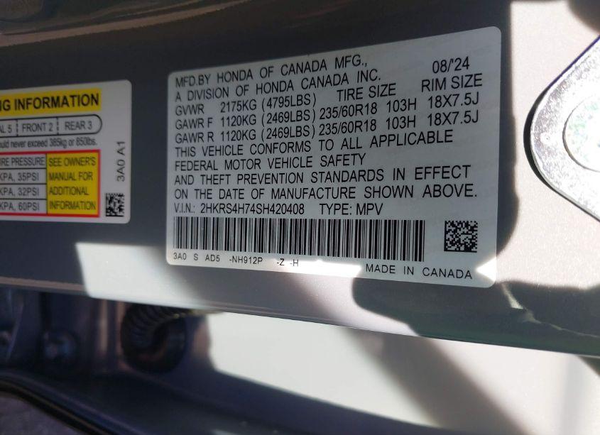 Photo 9 of 2025 Honda Cr-v EX-L AWD (VIN 2HKRS4H74SH420408)