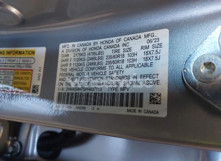 Photo 9 of 2023 Honda Cr-v EX-L AWD (VIN 2HKRS4H75PH437113)