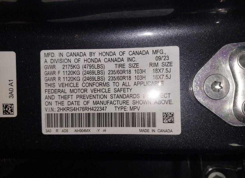 Photo 9 of 2024 Honda Cr-v EX-L AWD (VIN 2HKRS4H76RH422347)