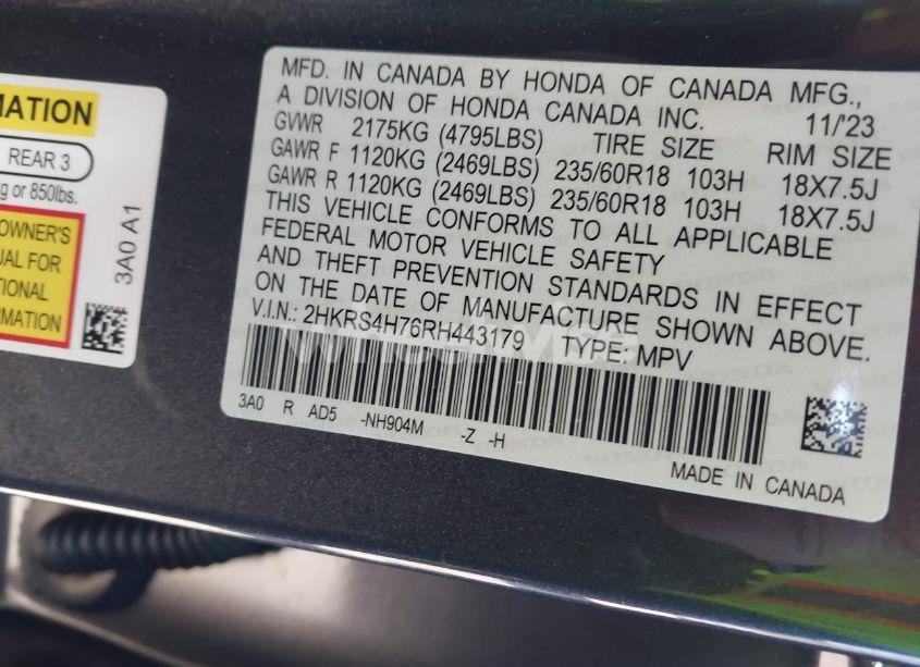 Photo 9 of 2024 Honda Cr-v EX-L AWD (VIN 2HKRS4H76RH443179)