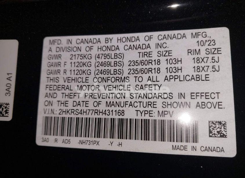 Photo 9 of 2024 Honda Cr-v EX-L AWD (VIN 2HKRS4H77RH431168)