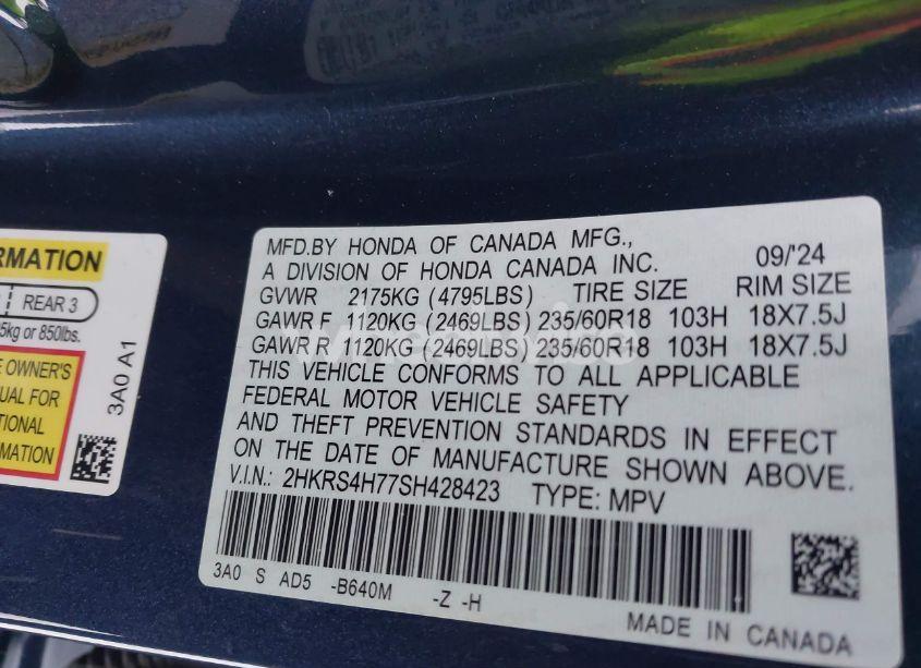 Photo 9 of 2025 Honda Cr-v EX-L AWD (VIN 2HKRS4H77SH428423)