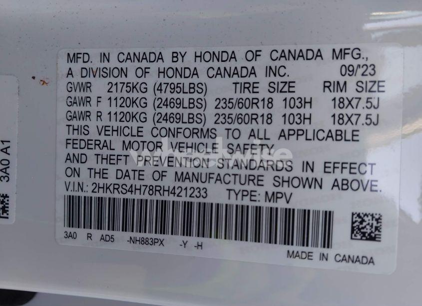 Photo 9 of 2024 Honda Cr-v EX-L AWD (VIN 2HKRS4H78RH421233)