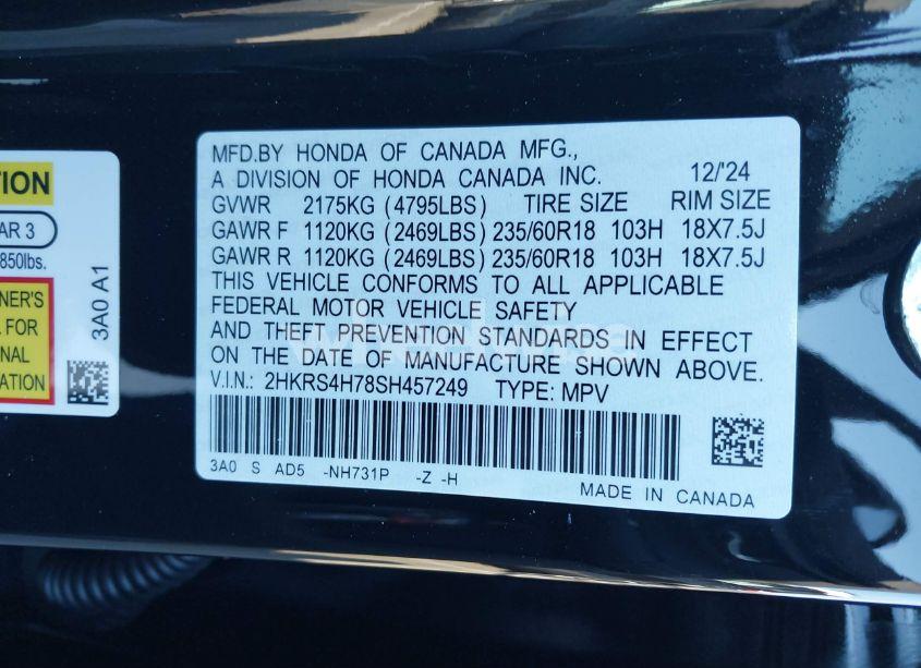 Photo 9 of 2025 Honda Cr-v EX-L AWD (VIN 2HKRS4H78SH457249)