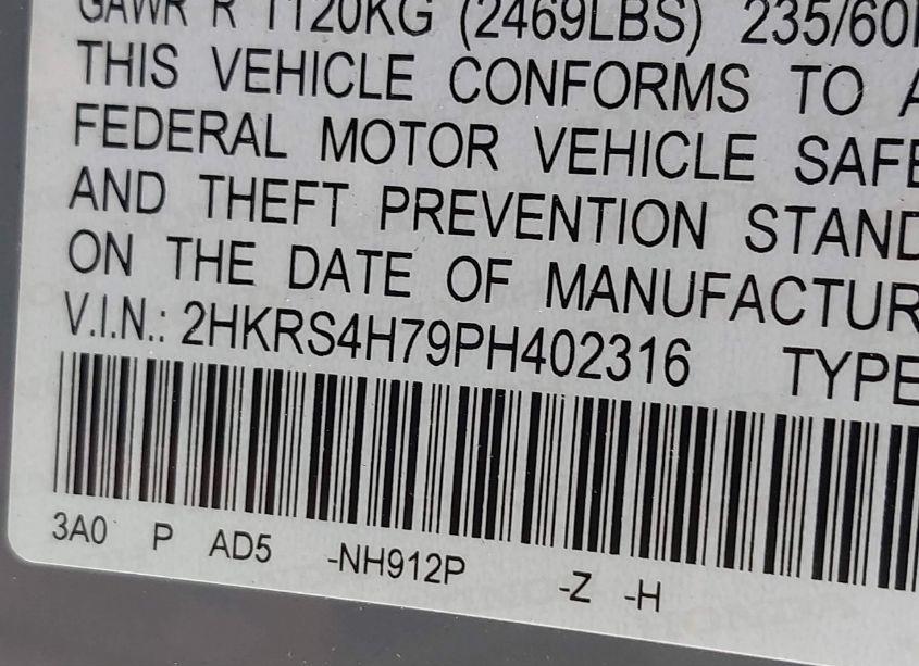 Photo 9 of 2023 Honda Cr-v EX-L AWD (VIN 2HKRS4H79PH402316)