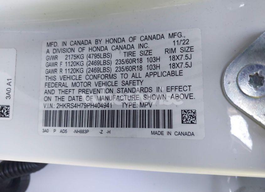 Photo 9 of 2023 Honda Cr-v EX-L AWD (VIN 2HKRS4H79PH404941)