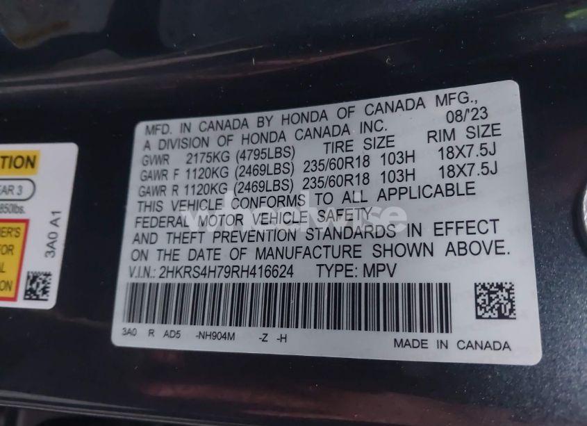 Photo 9 of 2024 Honda Cr-v EX-L AWD (VIN 2HKRS4H79RH416624)