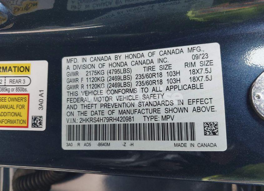 Photo 9 of 2024 Honda Cr-v EX-L AWD (VIN 2HKRS4H79RH420981)