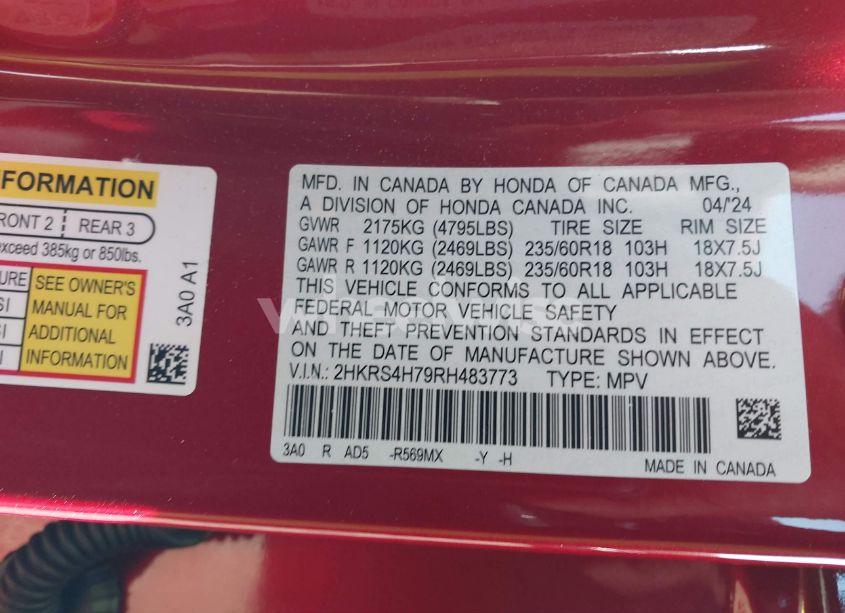 Photo 9 of 2024 Honda Cr-v EX-L (VIN 2HKRS4H79RH483773)