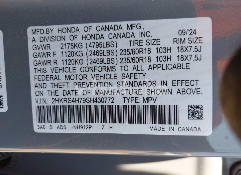 Photo 9 of 2025 Honda Cr-v EX-L AWD (VIN 2HKRS4H79SH430772)