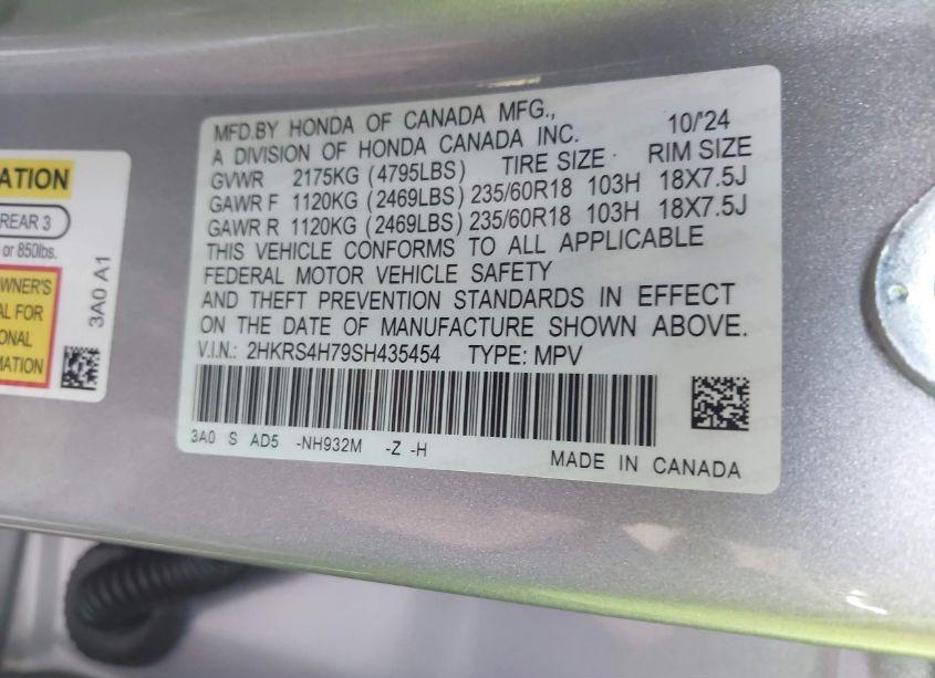 Photo 9 of 2025 Honda Cr-v EX-L AWD (VIN 2HKRS4H79SH435454)