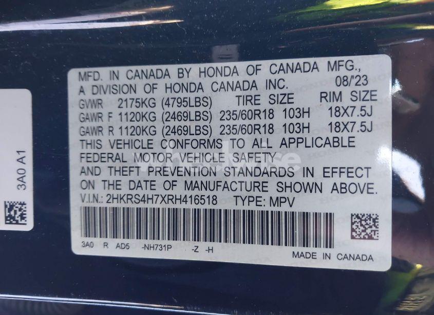 Photo 9 of 2024 Honda Cr-v EX-L AWD (VIN 2HKRS4H7XRH416518)