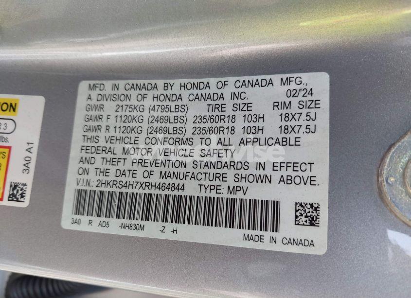 Photo 9 of 2024 Honda Cr-v EX-L AWD (VIN 2HKRS4H7XRH464844)