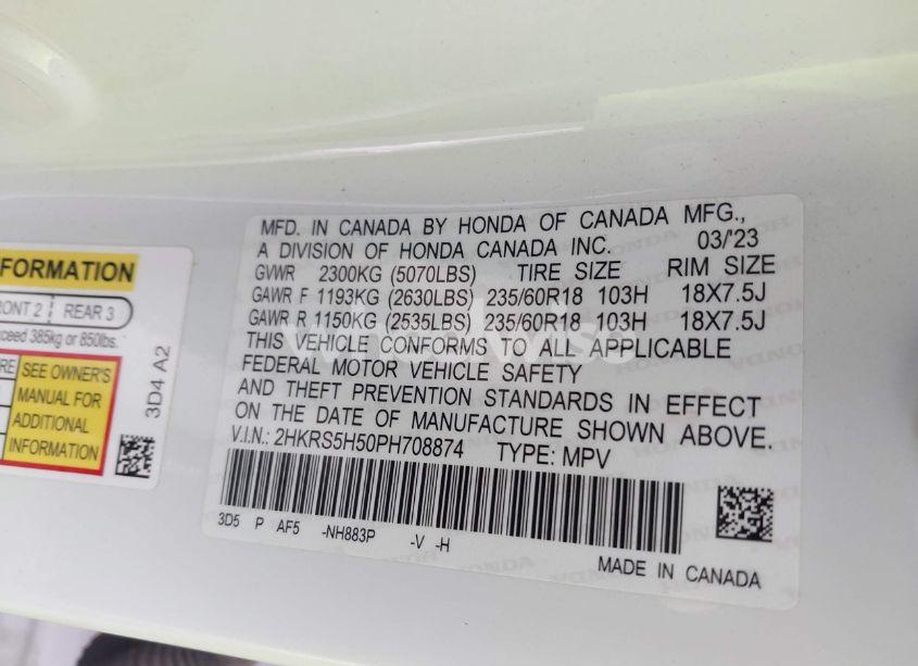 Photo 9 of 2023 Honda Cr-v HYBRID SPORT (VIN 2HKRS5H50PH708874)