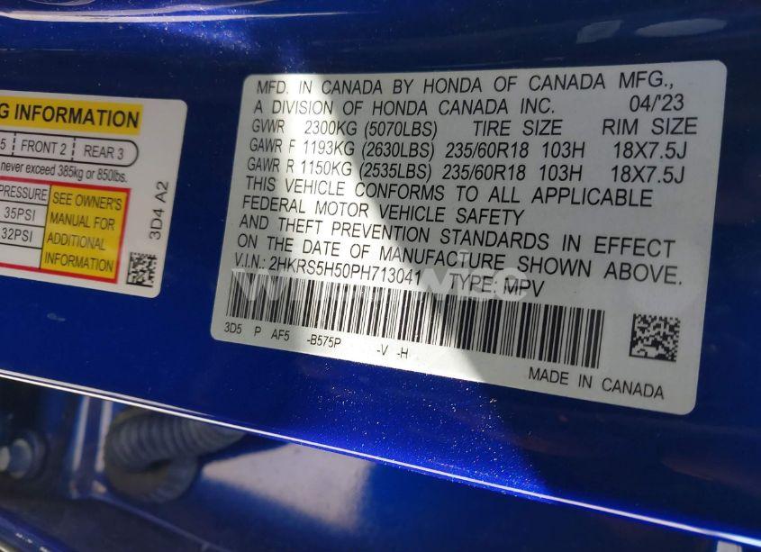 Photo 9 of 2023 Honda Cr-v HYBRID SPORT (VIN 2HKRS5H50PH713041)