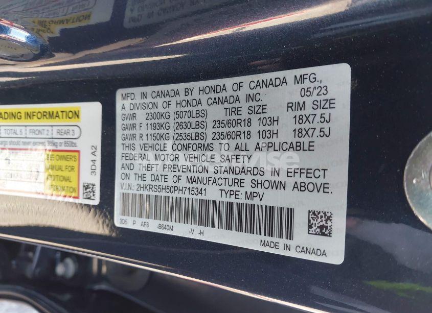 Photo 9 of 2023 Honda Cr-v HYBRID SPORT (VIN 2HKRS5H50PH715341)