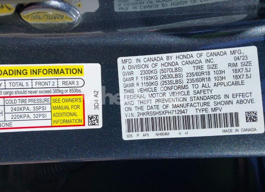 Photo 9 of 2023 Honda Cr-v HYBRID SPORT (VIN 2HKRS5H5XPH712947)