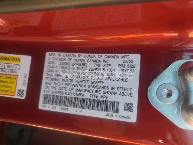 Photo 10 of 2023 HONDA CR-V SPORT (VIN 2HKRS6H54PH815934)