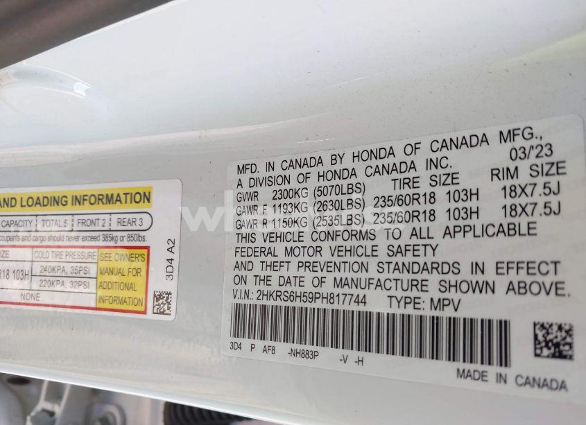 Photo 8 of 2023 Honda Cr-v HYBRID SPORT (VIN 2HKRS6H59PH817744)