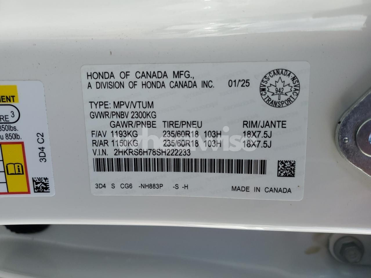 Photo 14 of 2025 HONDA CR-V EXL N/A (VIN 2HKRS6H78SH222233)