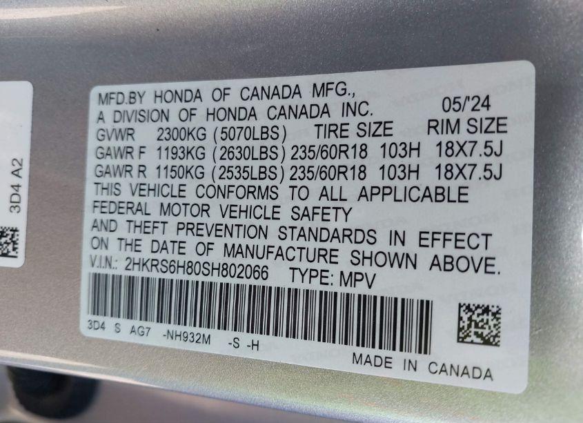 Photo 9 of 2025 Honda Cr-v HYBRID SPORT-L (VIN 2HKRS6H80SH802066)