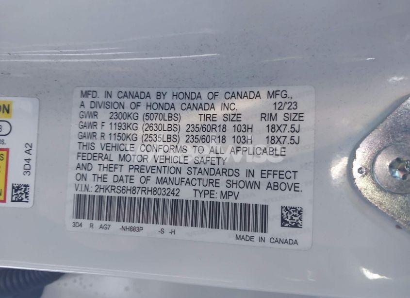 Photo 9 of 2024 Honda Cr-v HYBRID SPORT-L (VIN 2HKRS6H87RH803242)