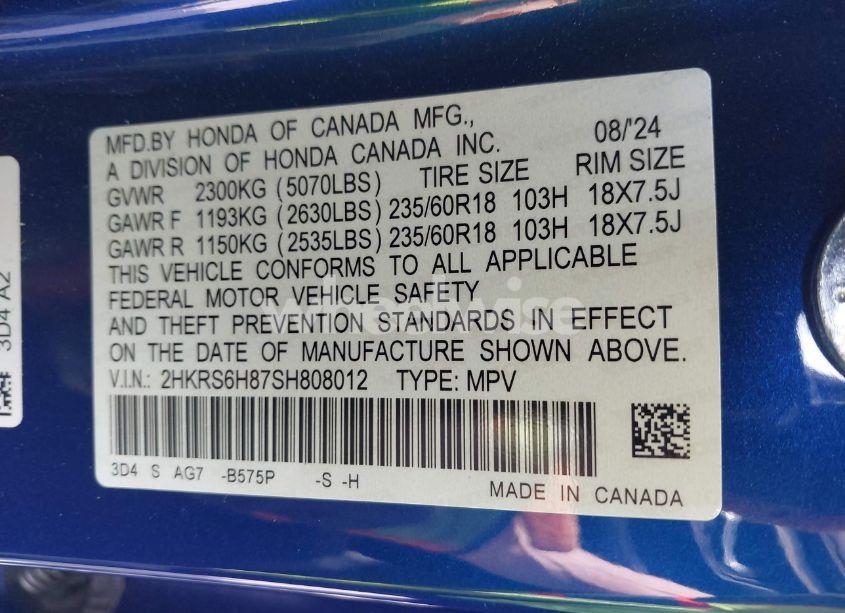 Photo 9 of 2025 Honda Cr-v HYBRID SPORT-L (VIN 2HKRS6H87SH808012)