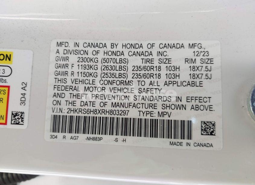 Photo 9 of 2024 Honda Cr-v HYBRID SPORT-L (VIN 2HKRS6H8XRH803297)