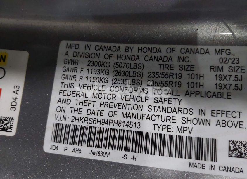 Photo 9 of 2023 Honda Cr-v HYBRID SPORT TOURING (VIN 2HKRS6H94PH814513)