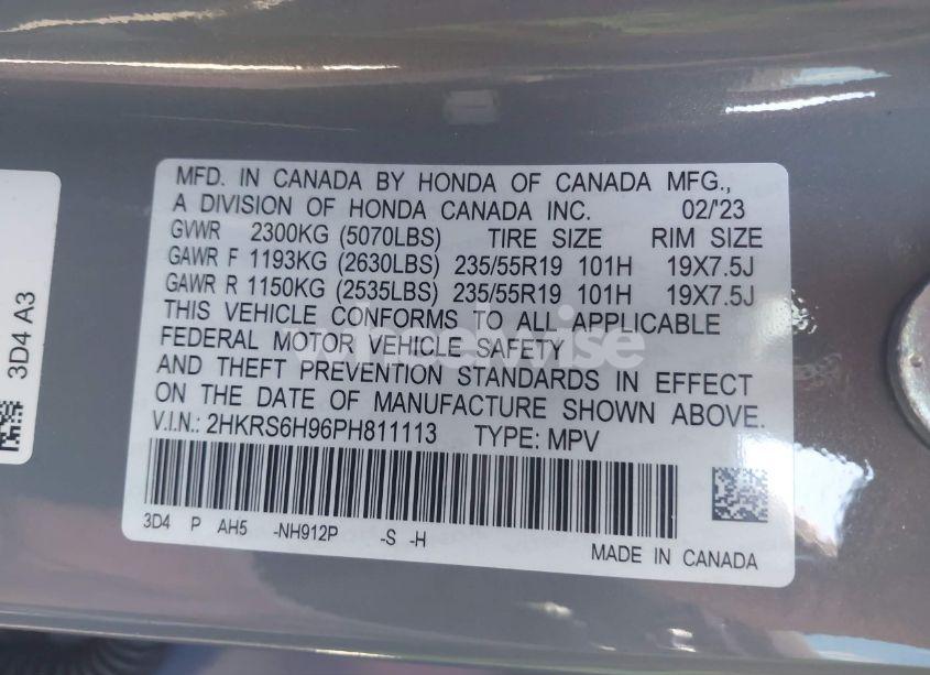 Photo 9 of 2023 Honda Cr-v HYBRID SPORT TOURING (VIN 2HKRS6H96PH811113)