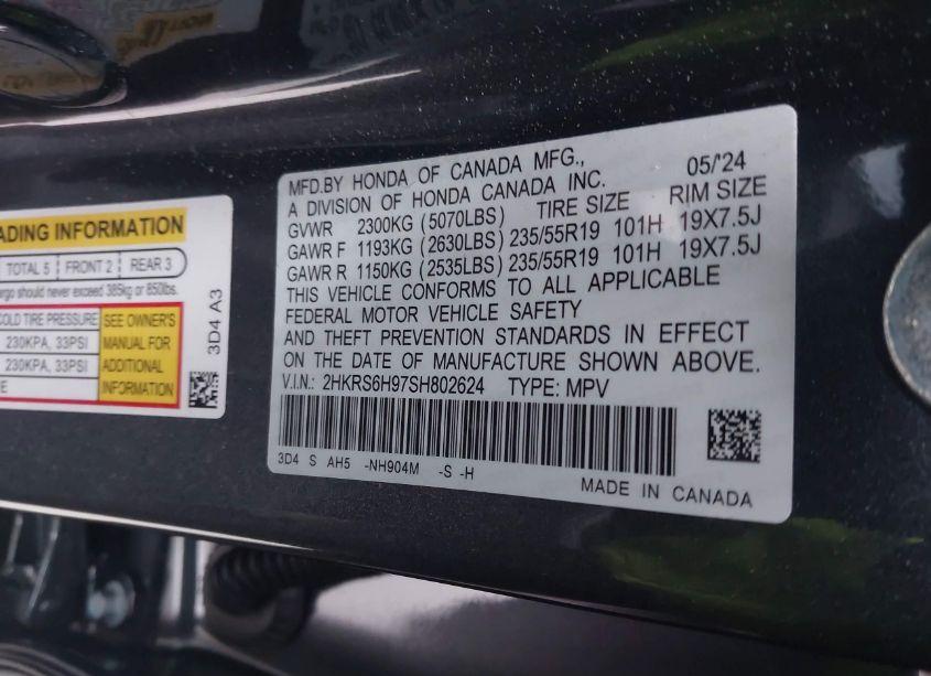 Photo 9 of 2025 Honda Cr-v HYBRID SPORT TOURING (VIN 2HKRS6H97SH802624)