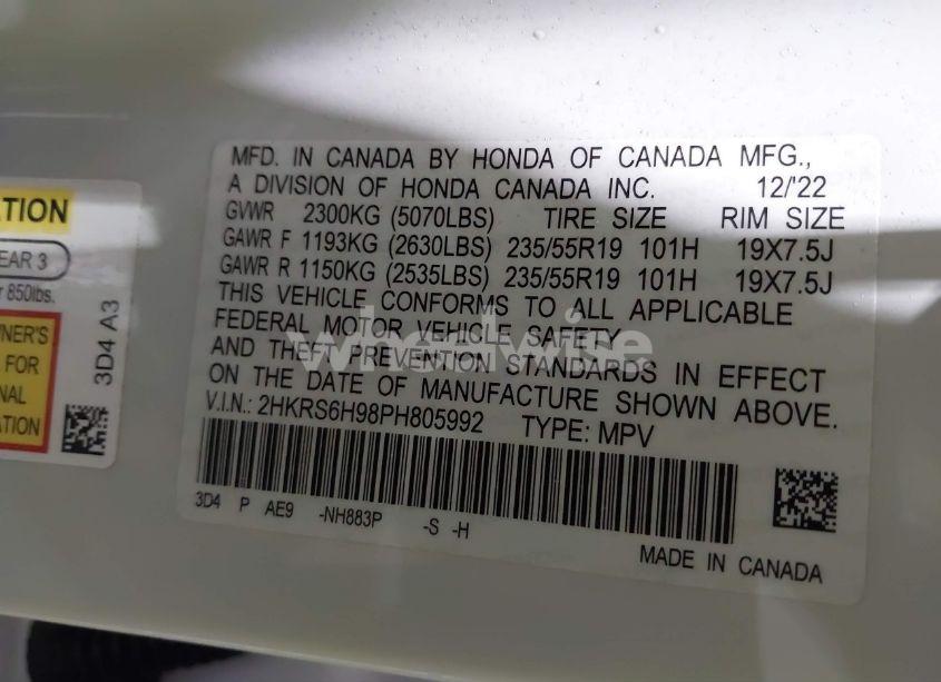 Photo 9 of 2023 Honda Cr-v HYBRID SPORT TOURING (VIN 2HKRS6H98PH805992)